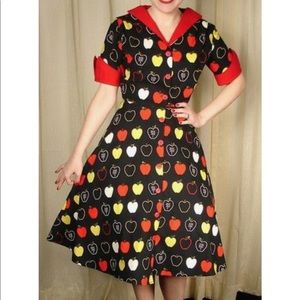 Drowsy Seamstress Apple Shirt Dress Small